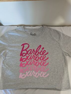 Barbie Gray Tee with Pink Ombre Logo